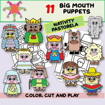 Preview of Christmas Nativity Big Mouth Paper Puppets