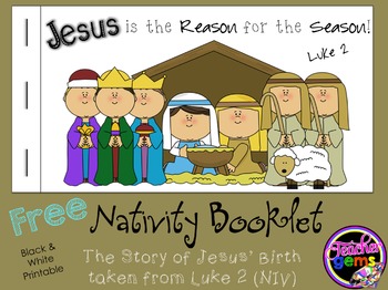 Preview of Christmas Nativity Booklet based on Luke 2 - FREE
