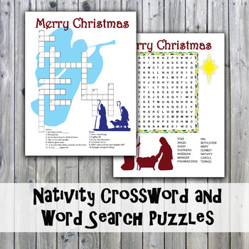 Christmas Nativity Crossword Puzzle and Word Search by OldMarket