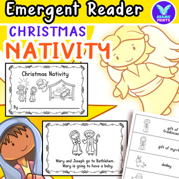 Preview of Christmas Nativity Emergent Reader Kindergarten ELA Activities NO PREP Mini Book