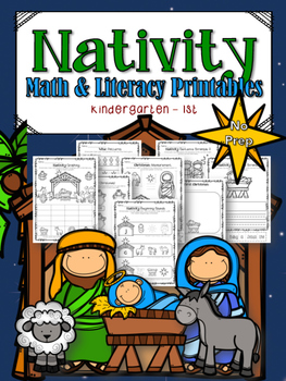Preview of Christmas Nativity Math & LIteracy NO PREP Printables!
