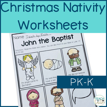 Preview of Christmas Nativity Bible Lesson Worksheets for Preschool and Kindergarten