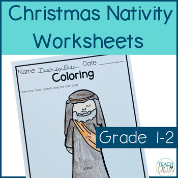 Preview of Christmas Nativity Bible Lesson Worksheets for First and Second Grade