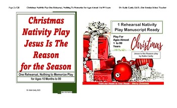 Preview of Christmas Nativity Play One Rehearsal Nothing to Memorize Play for Ages 1 to 99