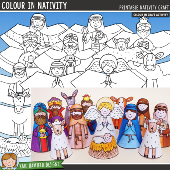 Preview of Christmas Nativity Scene Coloring Craft Activity