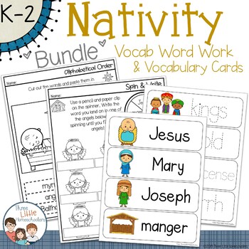 Christmas Nativity Spelling Word Work and Vocabulary Cards Bundle