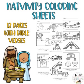 Preview of Christmas Nativity Story Coloring Pages with Bible Verses