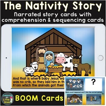 Preview of Christmas Nativity Story & Digital Comprehension & Sequencing Boom Cards