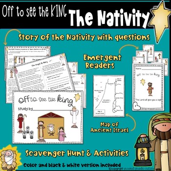 Christmas Nativity Story with questions, activities, scavenger hunt ...