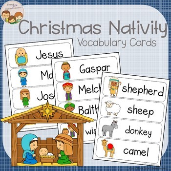 Preview of Christmas Nativity Vocabulary Word Wall Cards plus Write and Wipe version