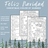 Christmas / Navidad Color by Number Spanish Questions