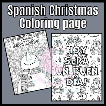 Preview of Christmas Navidad coloring page SPANISH craft activity Sub Plans Project primary