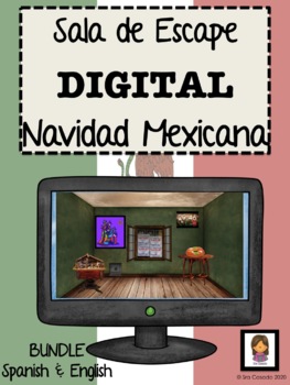 Preview of Christmas Navidad in Mexico Digital Escape Room Spanish English Bundle
