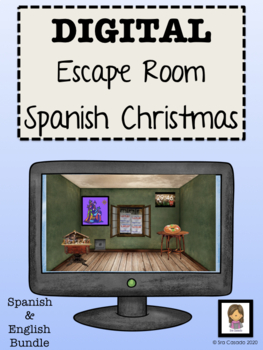 Preview of Christmas Navidad in Spain Digital Escape Room Spanish English Bundle