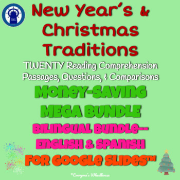 Preview of Christmas/New Year's Readings & More for Google Slides™ Mega Bilingual Bundle