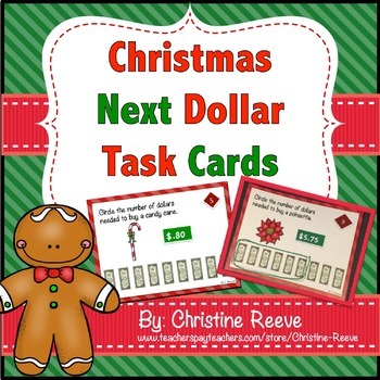 Preview of Christmas Next Dollar Up Task Cards (Special Ed.; Life Skills)