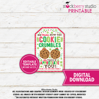 Christmas No Matter How the Cookie Crumbles Gift Tag Printable Holiday ...