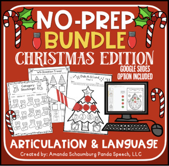 Preview of Christmas No Prep BUNDLE: Articulation & Language Activities for Speech Therapy