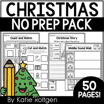 Preview of Christmas Activities for Kindergarten - No Prep Skill Practice Pages
