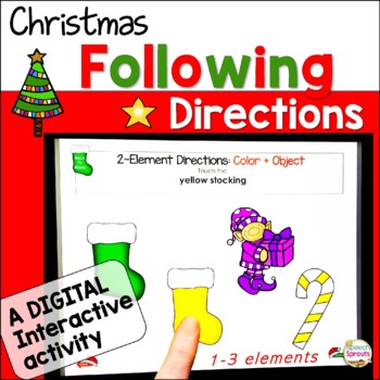Preview of Christmas Following Directions Digital and Printable Speech Therapy Activity