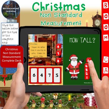 Preview of Christmas Non Standard Measurement Interactive Digital Boom Flash Cards