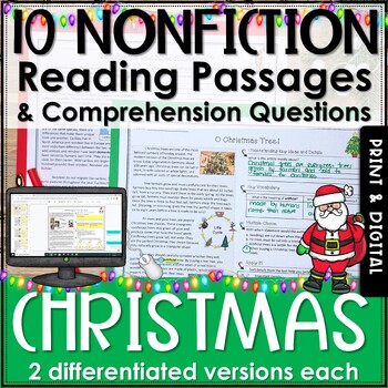 Preview of Christmas Nonfiction Reading Comprehension Passages and Questions