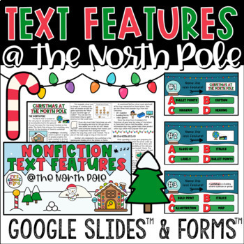 Preview of Christmas Nonfiction Text Features | Digital Reading Activity | Google Slides™