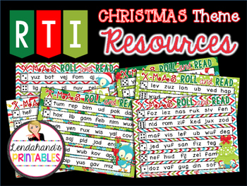 Preview of Roll and Read NWF Christmas Activity | CVC RTI Nonsense Word Fluency Practice
