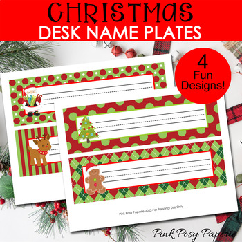 Editable Name Plates - Retro Christmas Name Tags for Desks