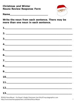 Christmas Nouns Activity Bundle Google Forms Quiz & Printables by Rosa ...