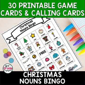 Christmas Nouns Bingo Game by 3rd Grade Engaged | TPT