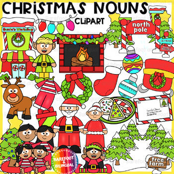 Preview of Christmas Nouns Clipart | Grammar Christmas Clipart | Christmas Vocabulary
