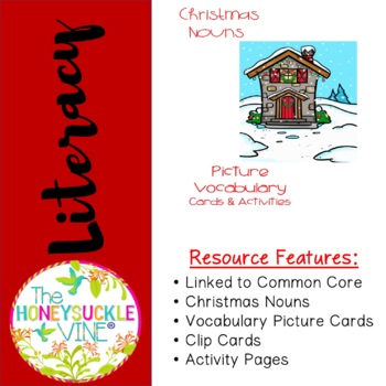 Preview of Christmas Nouns Reading and Writing Activities Worksheets Flash Cards