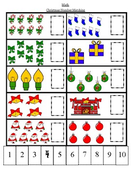 christmas number match 1 10 worksheet by miss mb tpt