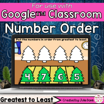 Preview of Christmas Number Order Digital Game for Google Classroom