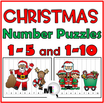 Christmas Number Order Puzzles 1-5 and 1-10 by Marcia Murphy | TPT
