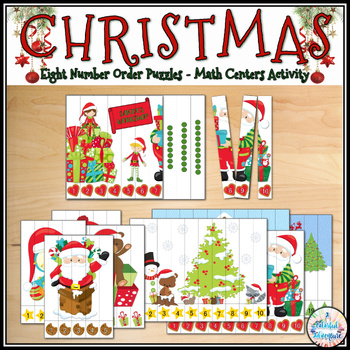 Preview of Christmas Number Order Puzzles Math Centers Activities {Printable and Digital}
