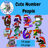 Christmas Number People Clipart for Class Projects or Comm