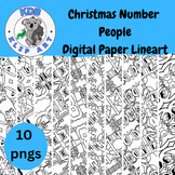 Christmas Number People Digital Paper Lineart for Projects