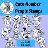Christmas Number People Digital Stamps Lineart for Project