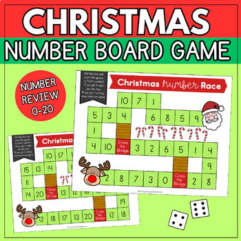 Christmas Number Race Game + Number Review 0-20 + Number Writing