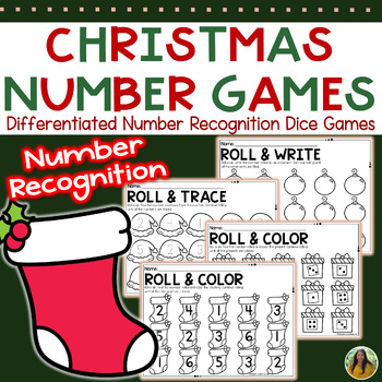 Preview of Christmas Number Recognition Math Center Games | NO PREP December Dice Games