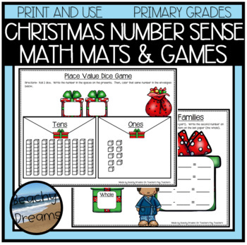 Preview of Number Sense Math Mat Activities and Dice Games for Christmas