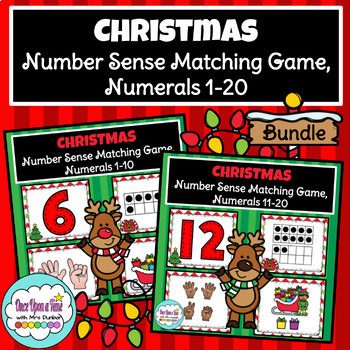 Preview of Christmas Number Sense Matching Game, Numerals 1-20 | Christmas Math Center