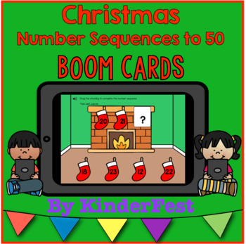 Preview of Christmas Number Sequences to 50 - Boom Cards