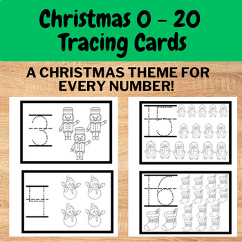 Preview of Christmas Numbers 0 - 20 Tracing Flashcards, Preschool Christmas number practice