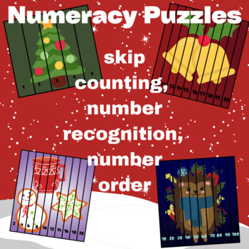 Preview of Christmas Numeracy Puzzles - Skip count, forward, backward 1-100