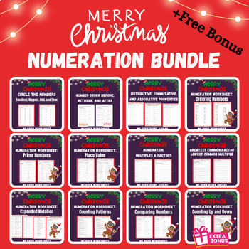 Preview of Christmas Numeration Bundle - Master Numbers Worksheet +Free Bonus