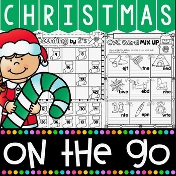 Preview of Christmas Worksheets for Kindergarten with Math, Literacy, Phonics, CVC & more!