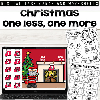 Preview of Christmas One More One Less for Google Slides™ and Worksheets